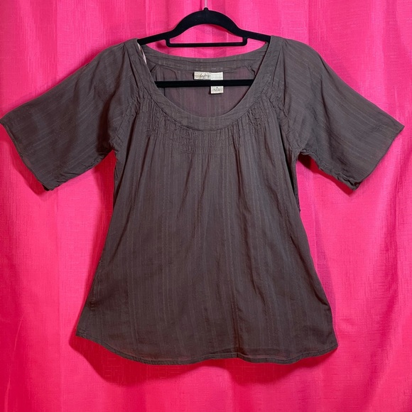 DAYTRIP BROWN BOHO SCOOP NECK BLOUSE SIZE M - Picture 3 of 13